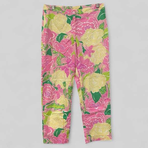 Lilly Pulitzer Pants - Lilly Pulitzer Cropped Pants Womens Size 4 Pink Floral Cotton
